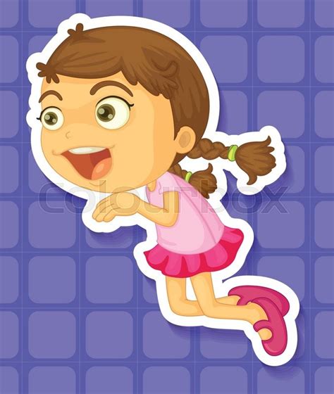 Little Girl Jumping And Smiling Stock Vector Colourbox