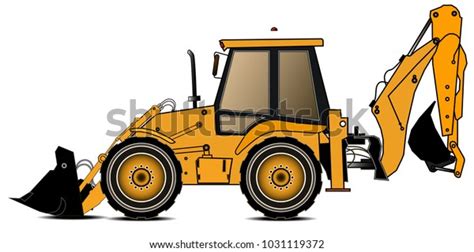 Yellow Backhoe Loader On White Background Stock Illustration 1031119372