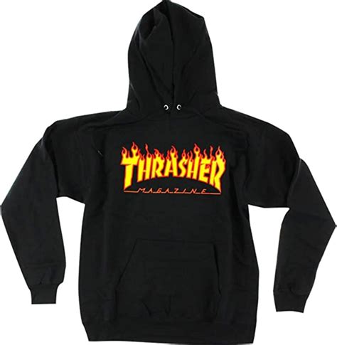 Thrasher Magazine Flames Black Mens Hooded Sweatshirt X