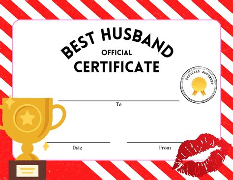 Best Husband Award Pdf Instant Download Congratulations Certificate