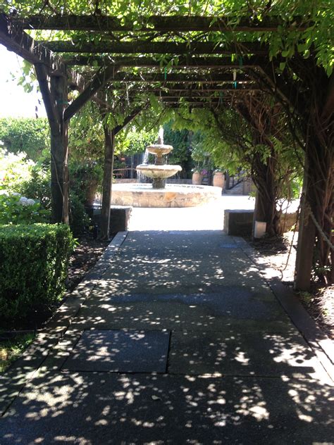 Sattui Winery In Napa Vine Covered Walkway Leads To
