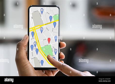 Gps Location Map Search On Mobile Phone Stock Photo Alamy