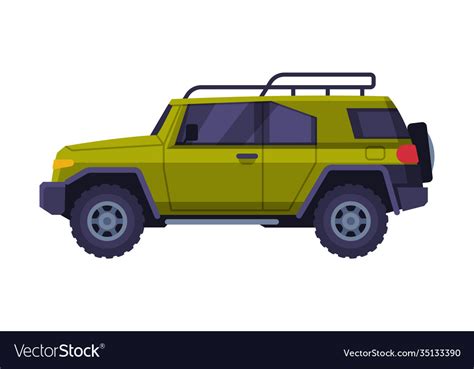 Green Jeep Car Vehicle For Camping Hunting And Vector Image