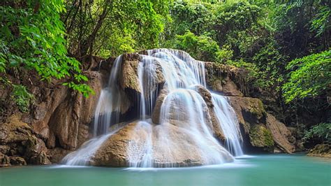 Hd Wallpaper Forest Trees Tropics Stream Waterfall Thailand