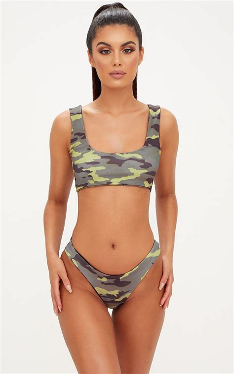 camo v front brazilian thong bikini bottom prettylittlething ca