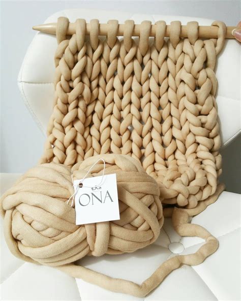 Jumbo Cotton Tube Yarn Vegan Wool Beige Etsy