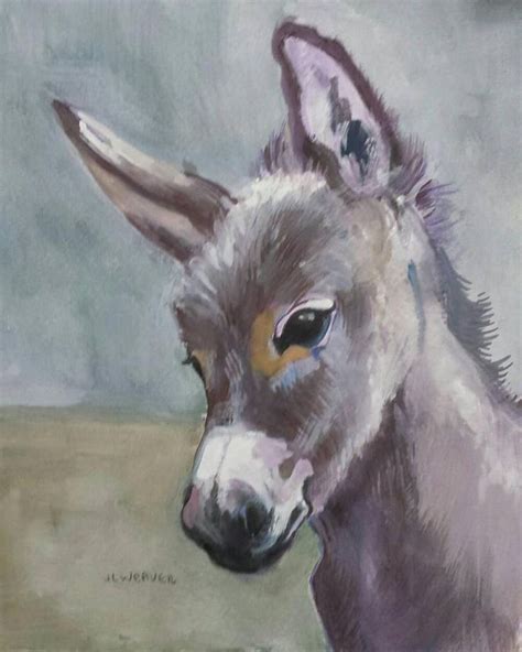 Baby Donkey Original Watercolor Painting Etsy Animal Paintings