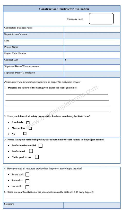 Contractor Assessment Form Template Hq Template Documents Gambaran