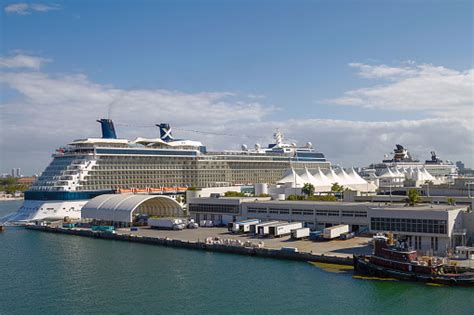 Cruise Ships In The Port Of Miami Florida United States Stock Photo