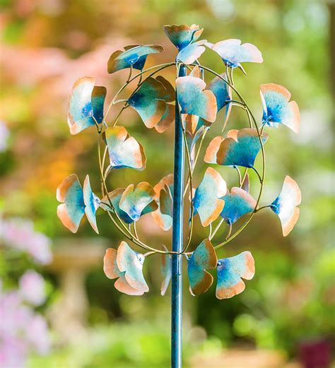 Colorful Gingko Leaves Wind Spinner Garden Stake Spinners Wind