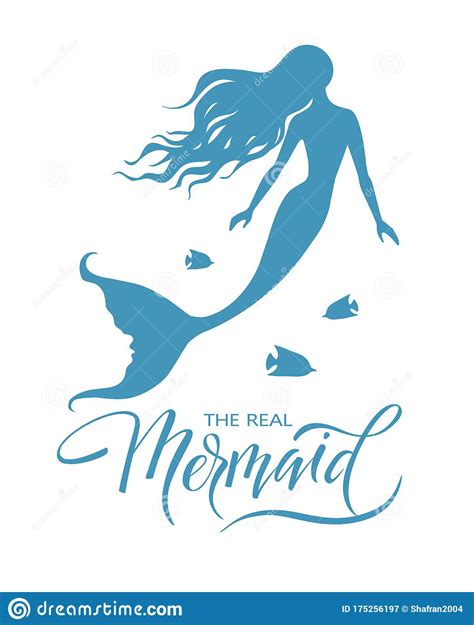 Mermaid Silhouette Vector Illustration Isolated On White Background