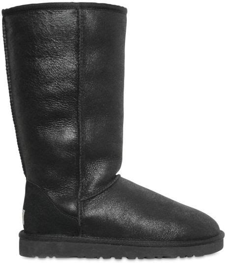 Ugg Shiny Sheepskin Classic Tall Bomber Boot In Black Lyst