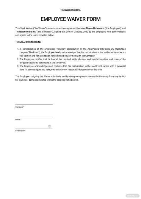 Waiver Example Free Printable Documents Vrogue Co