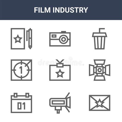 9 Film Industry Icons Pack Trendy Film Industry Icons On White