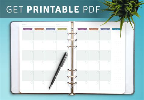 Download Printable Monthly Calendar Planner Undated Casual Style Pdf