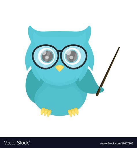 Smart Owl Teacher With A Pointer Royalty Free Vector Image