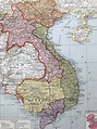1931 Indochina Original Antique Map - Southeast Asia - Thailand - Siam ...