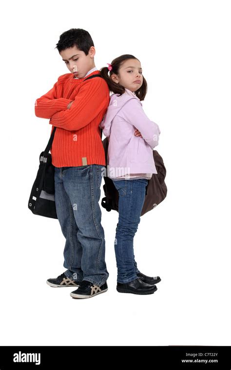 Two Kids Sulking Stock Photo Alamy