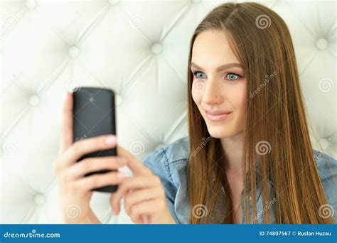 Pretty Girl Taking Selfie Stock Image Image Of Self 74807567