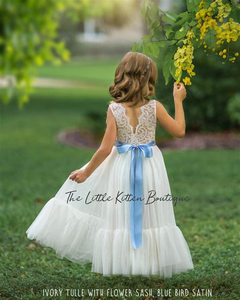 Tulle Flower Girl Dress Rustic Lace Flower Girl Dress Sleeveless White Lace Flower Girl