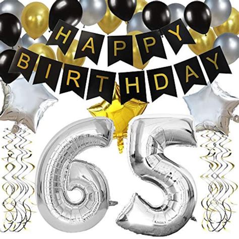 65th Birthday Party Decorations Black Happy Birthday Banner Etsy