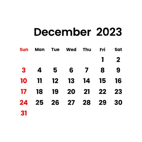 2023년 12월 달력 12 월 2023 달력 Png 일러스트 및 벡터 에 대한 무료 다운로드 Pngtree