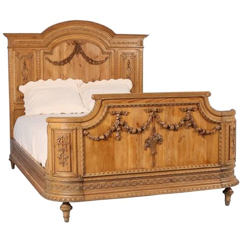 Carved Antique French Queen Size Pine Bed Circa 1860 At 1stdibs