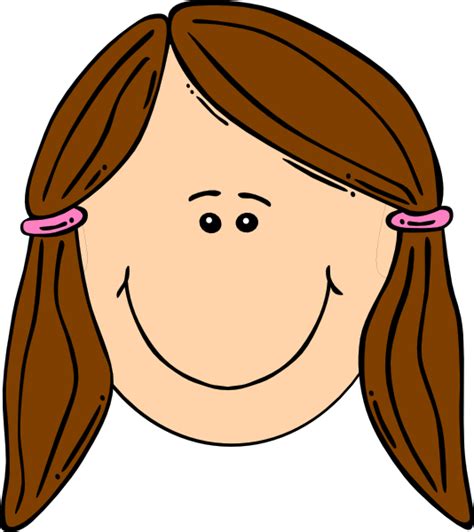 Smiling Girl With Brown Ponytails Clip Art At