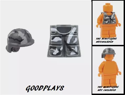 Custom Lego Military Tactical Helmet And Vest Dark Blueish Gray