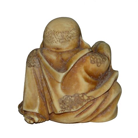 Japanese netsuke can be made from a wide variety of materials including ivory, hardwood, clay or porcelain. ANTIQUE JAPANESE IVORY NETSUKE OF HOTEI