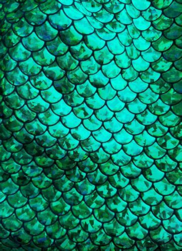 Green Mermaid Fish Scales Fabric By The Yard Fish Scales Print On Black