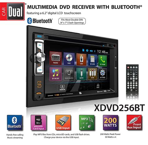 Dual XDVD BT Digital Multimedia LED Backlit LCD Touchscreen Double DIN Car Stereo With