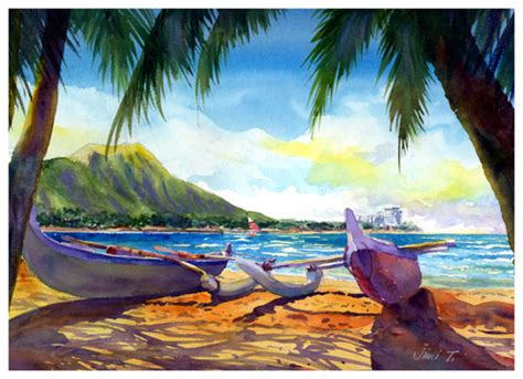 Jtdesignsonline Hawaiian Canoewatercolor By Hawaii Artistjimmy Uy