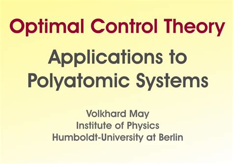 Pdf Optimal Control Theory Applications To Polyatomic Systems