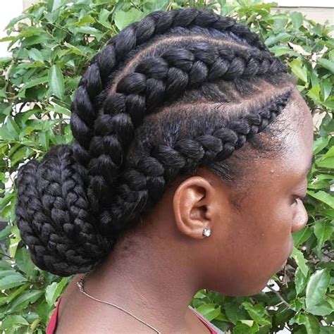 With braids, you can try a bold color without fully committing. Thick Cornrows in a Bun - HAIRSTYLES