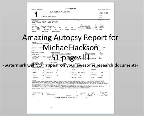 Michael Jackson Autopsy Report Full Complete Coroner Death Report