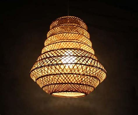 Natural Bamboo Tower Shape Lighting Lamp Fixtures Pendant Plug In
