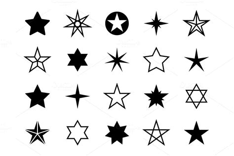 Star Shapes Set Different Stars Pre Designed Vector Graphics