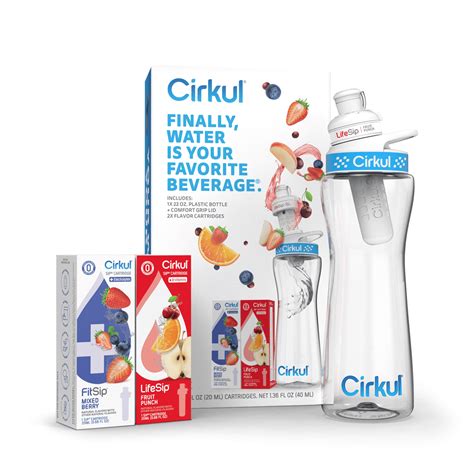 Cirkul 22oz Plastic Water Bottle Starter Kit With Blue Lid And 2 Flavor