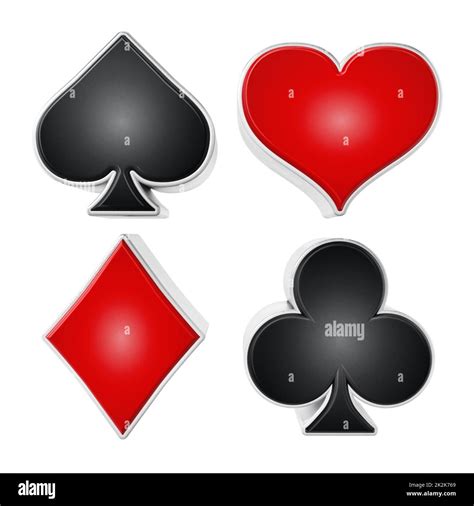 Playing Card Suits Symbols Isolated On White Background 3d