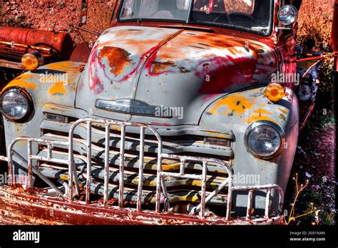 Rusty Truck At Junkyard Jerome Arizona Usa Stock Photo Alamy