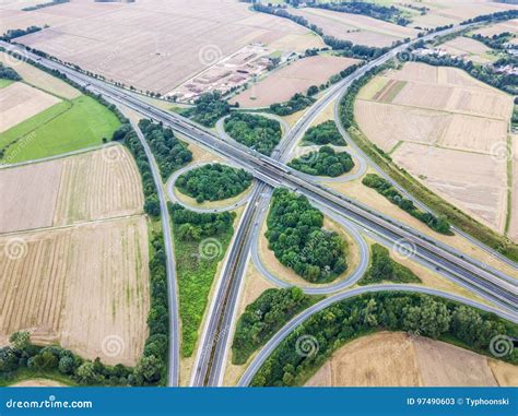 Highway Intersection Aerial View Stock Image Image Of Leaf Aerial