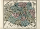 1880 grabado de un antiguo mapa de París mapa geográfico - Etsy México