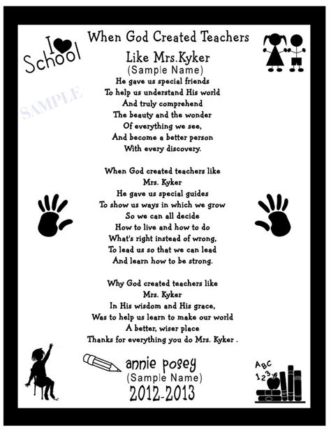 Cute Teacher Poem For The Crafty Pinterest Teaching Ts And End Of