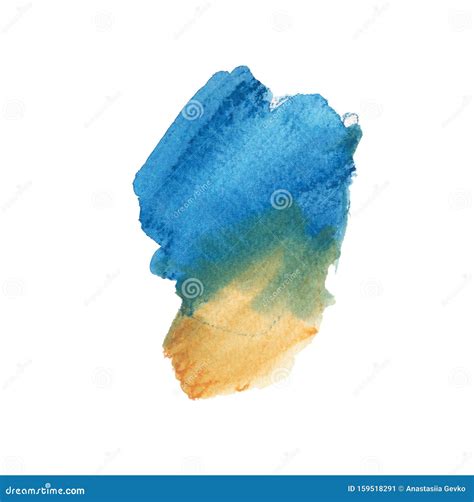 Abstract Colorful Watercolor Shape Isolated On White Background Blue