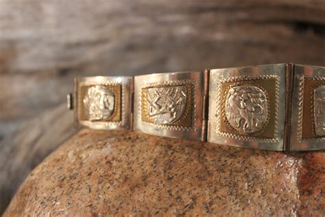 vintage-sterling-silver-bracelet-mexico-heavy-38-3-grams-sterling-aztec-bracelet-mayan-bracelet