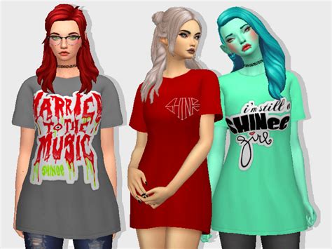 The Sims Resource Trillykes Oversized T Shirt Dress Shinee Recolor