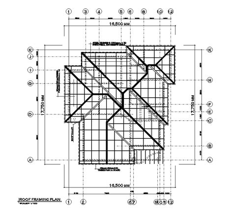 Roof Framing Plan Of 15x17m House Plan Is Given In This Autocad Drawing