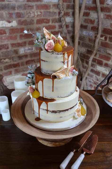 Modern Rustic Wedding Cake With Caramel Drip Au Modern