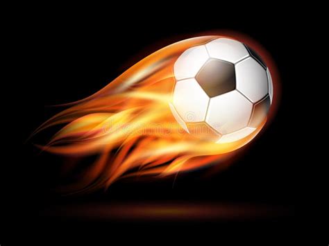 Flying Football Or Soccer Ball On Fire Stock Vector Illustration Of